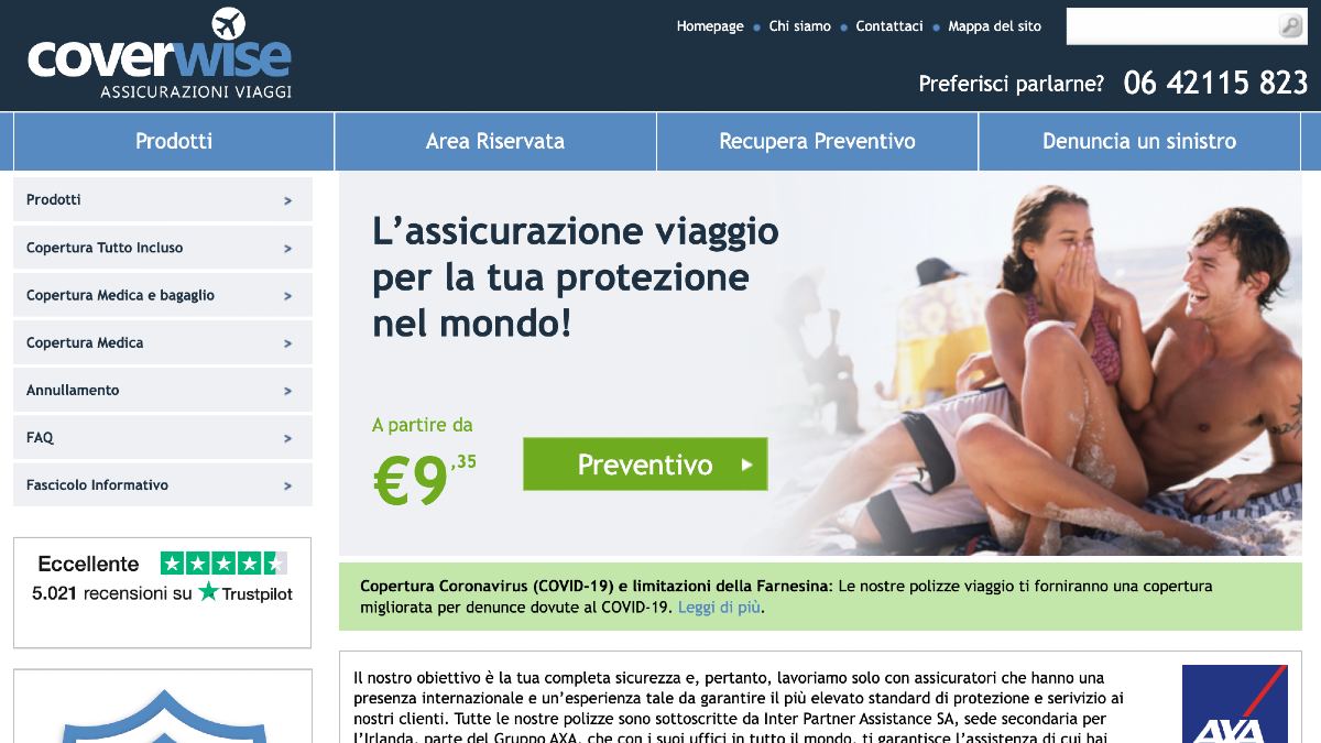 Assicurazione viaggio Coverwise